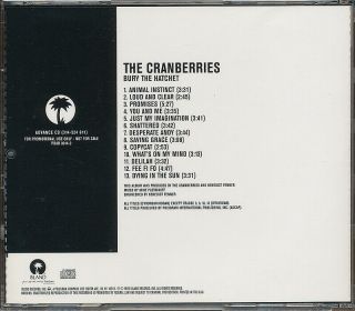 The Cranberries Bury the Hatchet RARE promo advance CD ' 99 (never played) 2