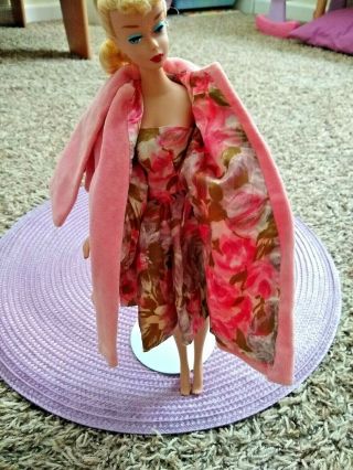 Vintage Rare Ooak Silk And Velour Dress Matching Coat.  Hand - Made Barbie