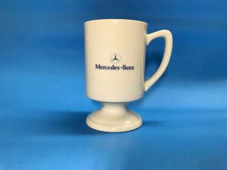 Rare Vintage Mercedes - Benz Irish Coffee Mug Cup - White W/ Blue Logo