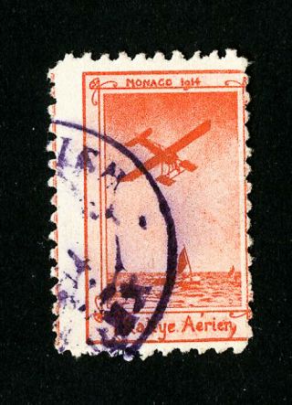 Monaco Stamps 1914 Semi - Official Air Rally Very Rare Scott Value $750.  00