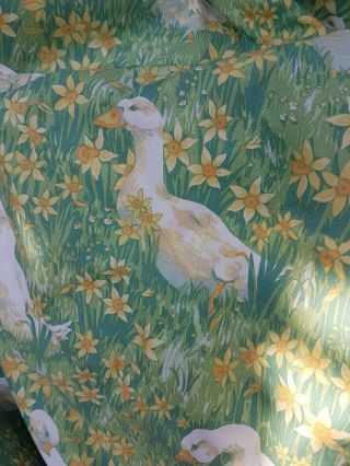 Huge X.  Wide Rare Laura Ashley Daffodils & Geese Ducks Curtain 46 " L X 140 " W No.  2