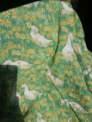 Huge X.  Wide RARE Laura Ashley Daffodils & Geese Ducks Curtain 46 