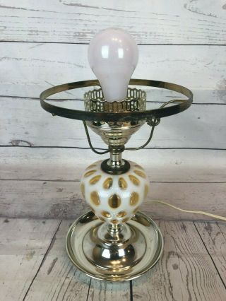 Rare Vintage Fenton Art Glass Honeysuckle Opalescent Coin Dot Lamp G161