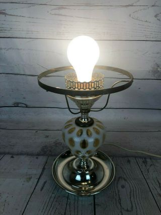 RARE VINTAGE FENTON ART GLASS HONEYSUCKLE OPALESCENT COIN DOT LAMP g161 2