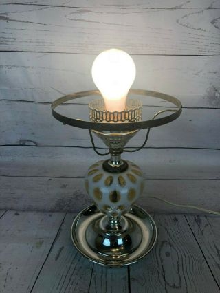 RARE VINTAGE FENTON ART GLASS HONEYSUCKLE OPALESCENT COIN DOT LAMP g161 3