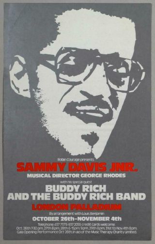 Sammy Davis Jr.  & Buddy Rich - Rare Croydon 1978 Jazz Concert Handbill