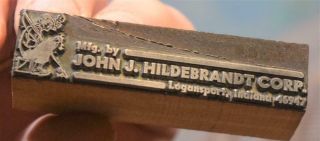 Rare Vintage Hildebrandt Fishing Bait Name W/slim Eli Icon Symbol Printing Block