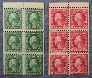 Two Rare U.  S.  Postage Stamp Booklet Panes,  issue of 1914 (Scott 424d & 425e) 2