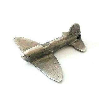 RARE Vintage WW2 1930 ' s Trench Art Silver Military Aircraft Airplane Fob Charm 4