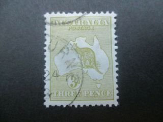 Kangaroo Stamps: 3d Olive 1st Watermark Cto Melbourne Cancel - Rare (-)