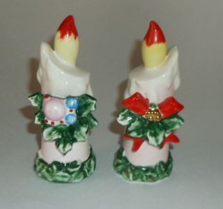 Vintage Rare Lefton - Japan Ceramic Christmas Candle Salt & Pepper Shakers