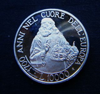 2000 San Marino Italy Rare Silver Proof Coin 10000£ Unc 17th Centennial Republic