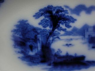 Rare Antique Flow Blue SHANGHAI Oval Relish Bowl 8 5/8 