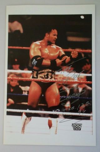 Ultra Rare Hand Signed " The Rock " & Inscribed " Ic Champ " & " Feb.  13 