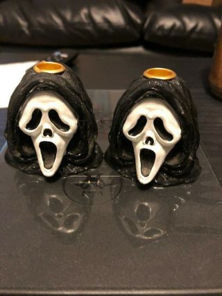 Scream Ghostface Candle Holders Horror Slasher (set Of 2) Rare