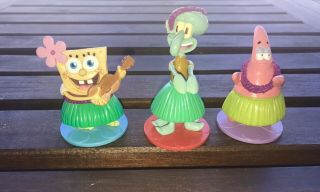 Spongebob Hawaiian Cake Toppers Bobble Viacom 2008 Set Of Three Rare