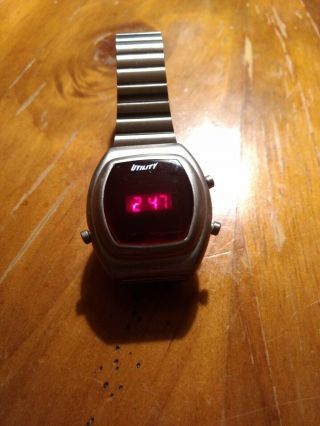 Vintage Utility Men’s Digital Stainless Steel Watch Rare Red Led Great