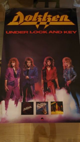 Dokken Under Lock And Key Rare Elektra Records Promotionsl Poster 36x28