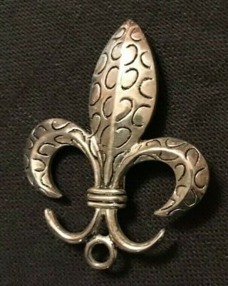 Stunning Rare Vintage Sterling Silver Fleur De Lis Pendant And Brooch/pin