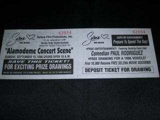 Selena (quintanilla) The Movie Rare 1996 " Astrodome " Admission Ticket