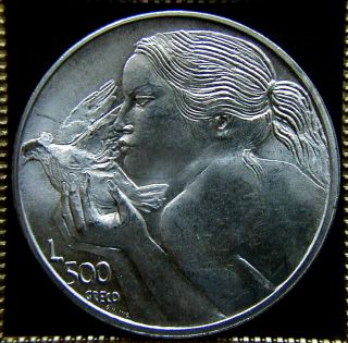 1973 San Marino Italy Rare Silver Coin 500 Lire Peace Unc