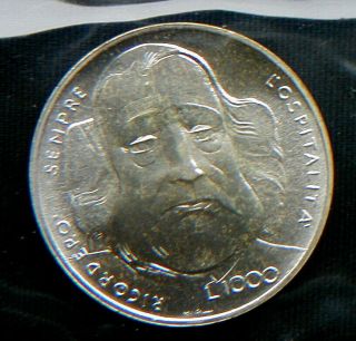 1982 San Marino Italy Rare Silver Coin 1000£ Garibaldi Unc Perfect Plastic Box