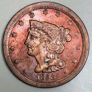 1855 Braided Hair Half Cent Au/bu Coin Rare Date