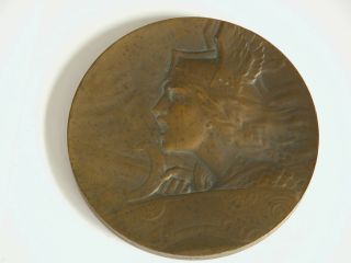Rare Art Nouveau Bronze Medal Medallion French Marianne Wwi Signed A.  Morlon