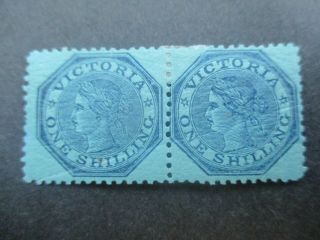 Victoria Stamps: 1/ - Blue Pair - Seldom Seen - Rare (c127)