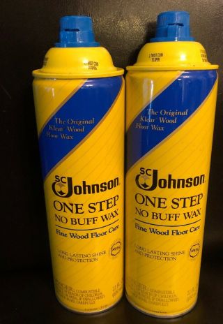Rare Sc Johnson One Step 2 Cans No Buff Wax Wood Floor Care