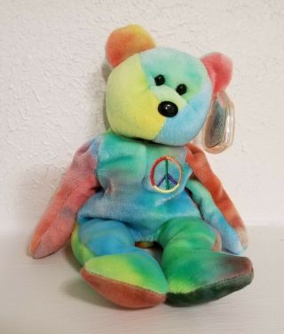 Rare Ty Beanie Babies - Peace Bear 1996 Tag 102