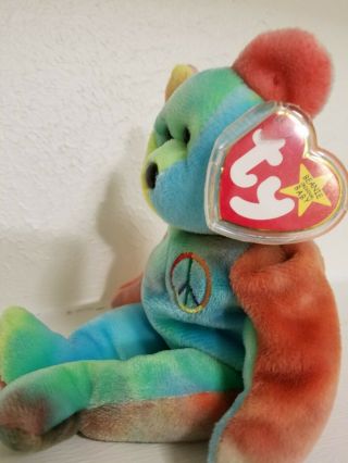 RARE ty Beanie Babies - Peace Bear 1996 tag 102 3