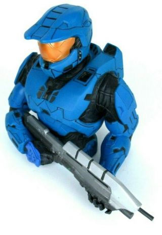 Diamond Select Halo Master Chief Bust Coin Bank Blue Rare Articulating Arms Head