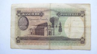 RARE PORTUGAL BANKNOTE - 50 ESCUDOS OURO RAMALHO DE ORTIGÃO 1949 CH6.  A 2