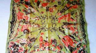 Vintage 1940 Gone With The Wind Scarf Rare Lime Color Rhett Scarlett Bonnie