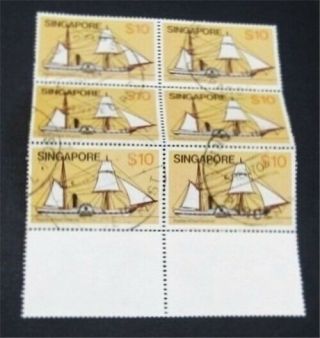 Nystamps British Singapore Stamp 348 $60 Rare Block