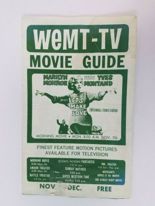1960 ' s WEMT - TV Bangor Maine Movie Guide Advertisement AD Marilyn Monroe Rare 3
