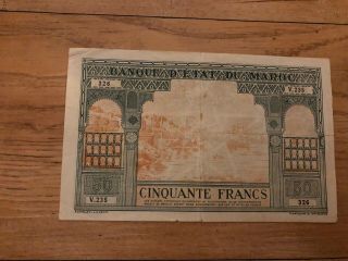 Morocco 50 Francs In Vf Rare