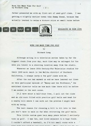 Richard Long Nanny And The Professor Rare 1970 Abc Tv Press Material