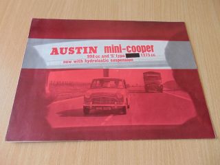 Rare Austin Mini Cooper 998cc 1275cc " S " Type Sales Leaflet Brochure