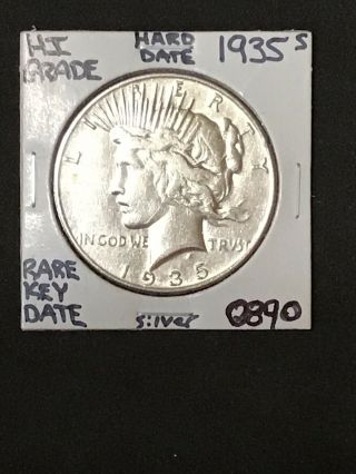 1935 S Silver Peace Dollar Coin Rare Key Date