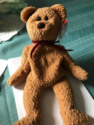 Extremely Rare Ty Beanie Baby “curly” Retired Bear With Many Errors