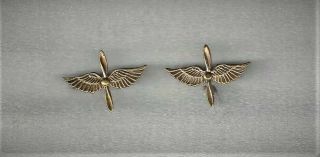 Rare Early Us Army Air Corps Officer Collar Wings Between Ww1 Ww2 1930s Detailed