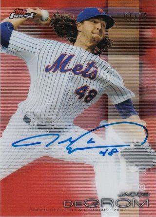 Jacob Degrom Rare 2019 Topps Finest Orange Refractor On Card Auto 01/25 Mets Sp