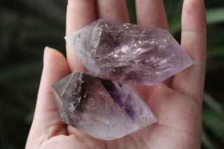 2 Rare Natural Purple Amethyst Quartz Crystal Dt Wand Point Healing