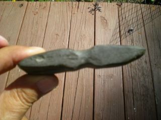 AUTHENTIC ARROWHEADS: RARE DOUBLE BIT AXE,  UNDRILLED BANNERSTONE? GROOVED POLISH 6