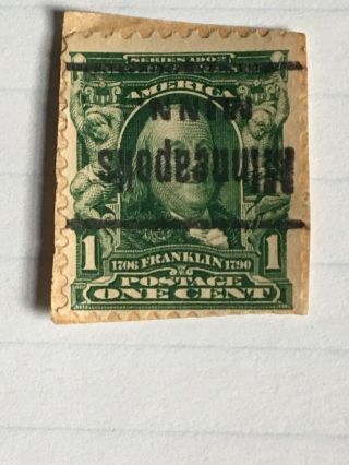 Rare Benjamin Franklin Green 1 One Cent Stamp Minneapolis Minnesota Cancel