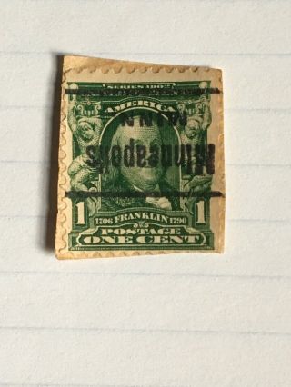 RARE Benjamin Franklin Green 1 One Cent Stamp Minneapolis Minnesota Cancel 2