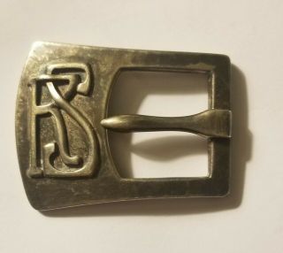Rare Kalo Chicago Mid Century Sterling Silver Initial Belt Buckle " Rs " 1.  O T.  O.