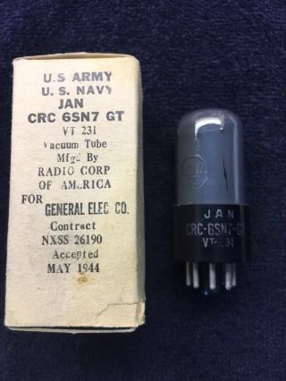 1 Nos Nib Rca Vt - 231 Jan Crc 6sn7gt Rare Smoked Glass Audio Tube Usa 1944